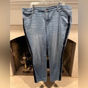 Chico's Blue Ankle Jeans with Black Stripe